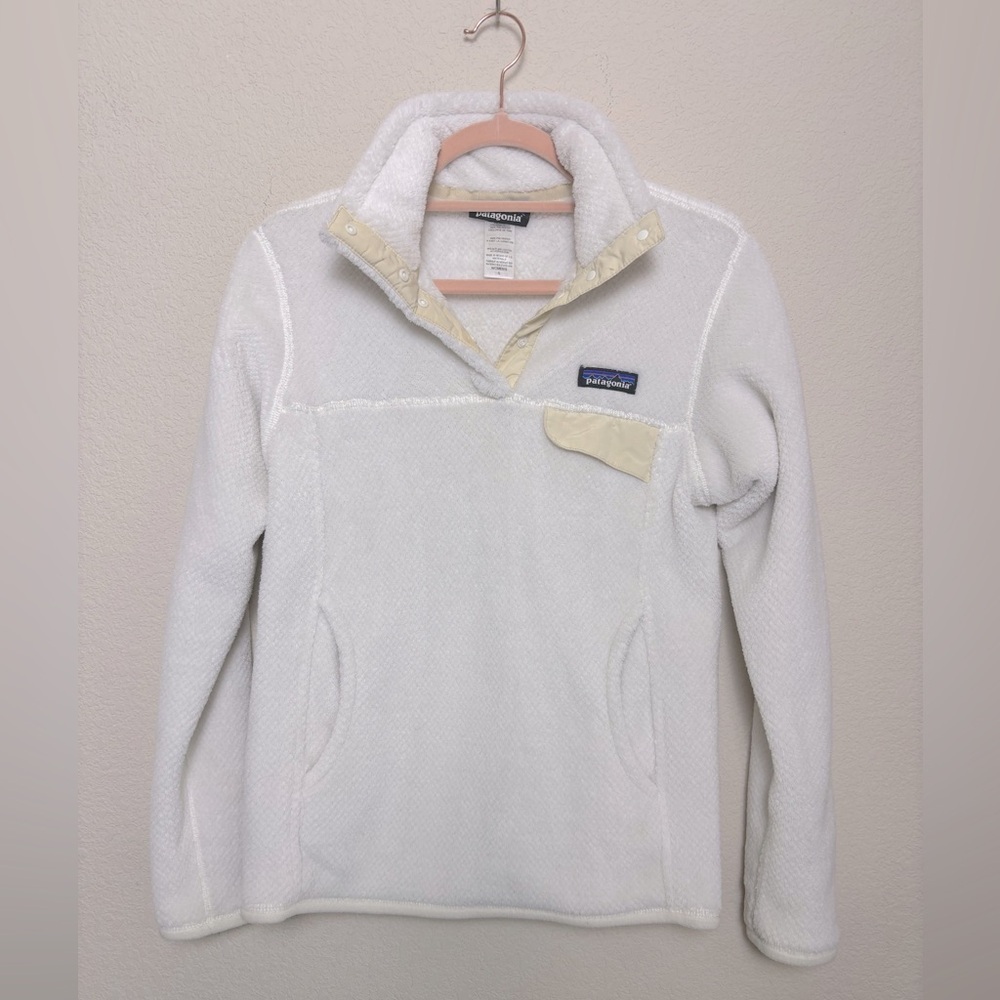 Patagonia Re-Tool Snap-T Fleece Pullover White and Beige S